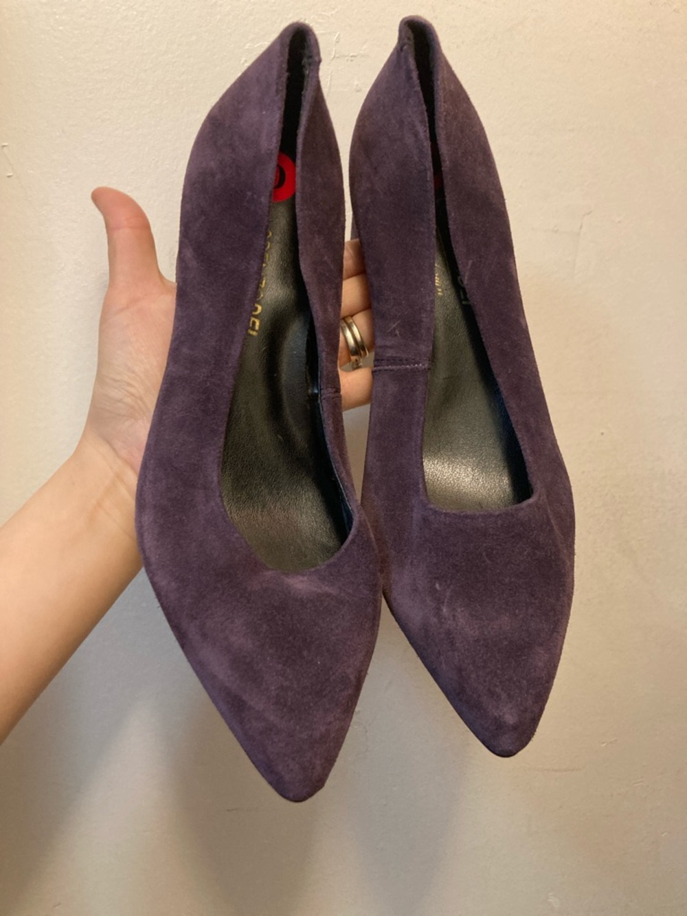 Lorenzo Dei Women's leather Suede Pointed-Toe Pumps in Deep Purple 10
